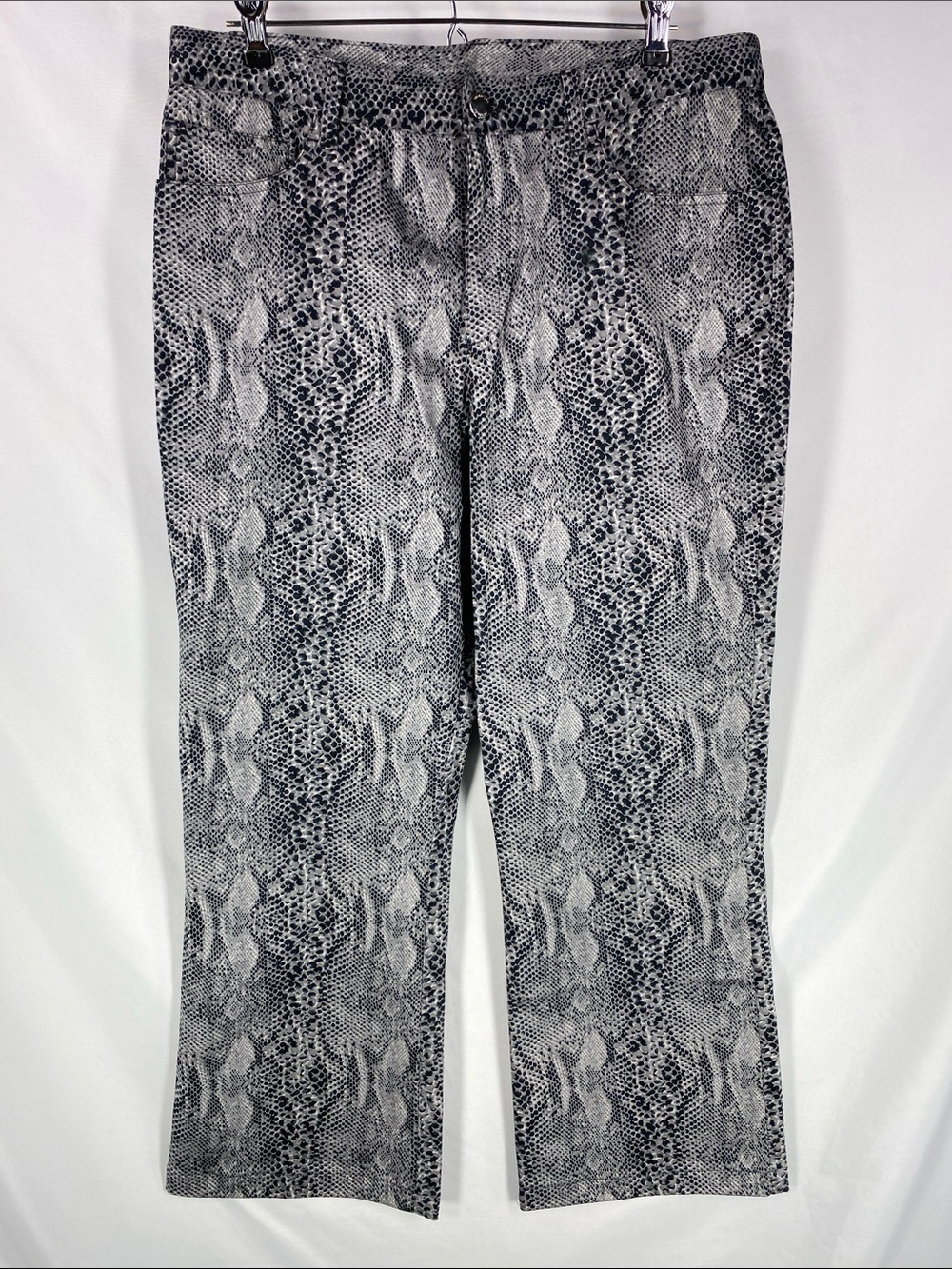 Jones New York Wide Leg Snake Print Pants 12 Gray Black High Rise Flowy Trousers